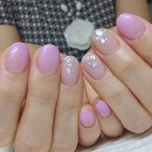 夏のピンクネイル 人魚の鱗ネイル Lapin 夏のピンクネイル 人魚の鱗ネイル Lapin